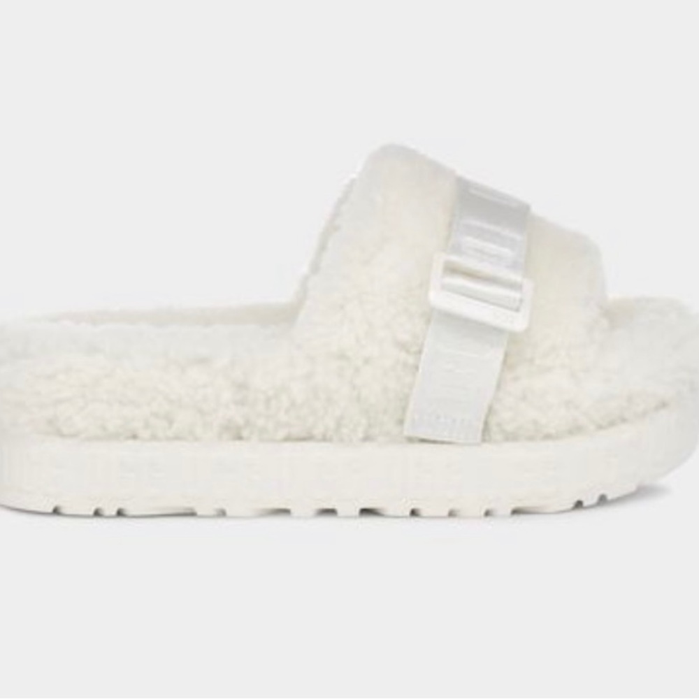 Ugg Fluffita Platform White Slides - image 1